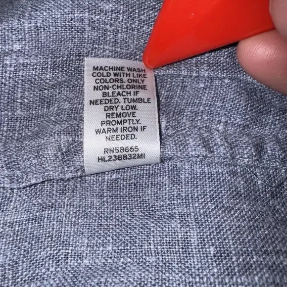 100% Linen 36 Waist Blue Tweed Zip Fly Coastal Shorts Pockets Belt Elastic Waist - Picture 6 of 6